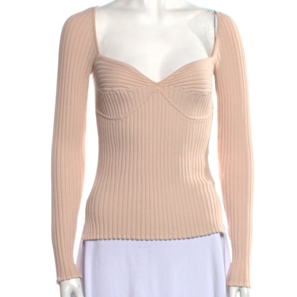 Jonathan Simkhai Taupe Ribbed Knit Top - S